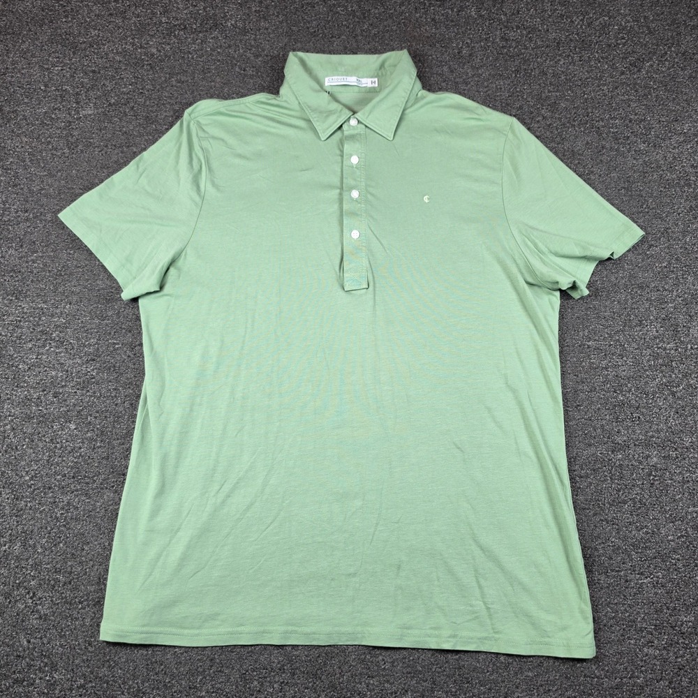 Criquet Polo Shirt Green Mens XXL Slim Fit Pima Cotton Short Sleeve Logo Casual